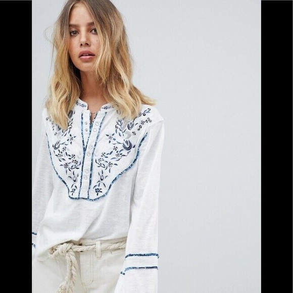 Free People Tops - NWT Free People Sundance Kid Henley floral blouse